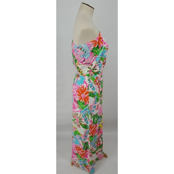 NWT Lilly Pulitzer Target Maxi Dress Size Small Nosey Posey Strapless White Pink - Picture 8 of 11